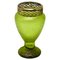 Vase Art Nouveau en Verre Piqué Fleurs Vert Irisé attribué à Loetz, 1920s 1