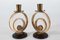 Small Danish Art Deco Candleholders in Patinated Brass, Denmark 1940s, Set of 2 1