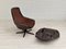 Danish Leather Swivel Lounge Chair by H.W. Klein for Bramin, 1970s 3