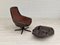 Danish Leather Swivel Lounge Chair by H.W. Klein for Bramin, 1970s, Image 3