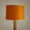 Tall Brass Table Lamp with Original Linen Lamp Shade, Denmark, 1960s, Image 4