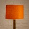 Tall Brass Table Lamp with Original Linen Lamp Shade, Denmark, 1960s, Image 3