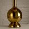 Tall Brass Table Lamp with Original Linen Lamp Shade, Denmark, 1960s, Image 6