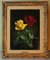 Wolfgang Grünberg, Dos rosas con abejorro, años 60, óleo sobre lienzo, Enmarcado, Imagen 1