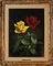 Wolfgang Grünberg, Dos rosas con abejorro, años 60, óleo sobre lienzo, Enmarcado, Imagen 2