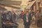 Michel Michaeli, Fish Market in Marseille, 1920s, Oil on Canvas, Framed 2