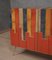 Mid-Century Multicolor Goatskin Brass and Red Glass Sideboard, 1980s 7