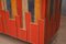 Credenza Mid-Century in pelle di capra multicolore in ottone e vetro rosso, anni '80, Immagine 2