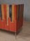 Credenza Mid-Century in pelle di capra multicolore in ottone e vetro rosso, anni '80, Immagine 5