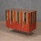 Credenza Mid-Century in pelle di capra multicolore in ottone e vetro rosso, anni '80, Immagine 6