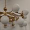 Lámpara de araña Mid-Century de latón y cristal de Murano, Imagen 4