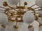 Lámpara de araña Mid-Century de latón y cristal de Murano, Imagen 2