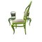 Upholstered Chairs with Green Painted Wooden structure, Set of 6, Image 5