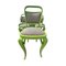 Gepolsterte Stühle mit Gestell aus grün lackiertem Holz, 6 . Set 2