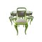 Upholstered Chairs with Green Painted Wooden structure, Set of 6 1