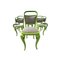 Upholstered Chairs with Green Painted Wooden structure, Set of 6, Image 1