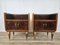 Mid-Century Bedside Tables in Walnut and Maple with Glass Tops, Italy, 1950s, Set of 2 1