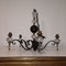 Lámpara de araña de hierro, latón y cristal de Jacques Adnet, años 50, Imagen 11