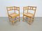 Dutch Brutalist Oak & Rattan Webbing Corner Chairs, 1960s, Set of 2 7