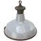 English Industrial Grey Enamel & Rounded Clear Glass Pendant Lamp 2