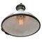 English Industrial Grey Enamel & Rounded Clear Glass Pendant Lamp 3