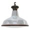English Industrial Grey Enamel & Rounded Clear Glass Pendant Lamp 1