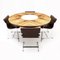 Circular Dining Table and Leather Chairs attributed to Richard Young for Merrow Associates, 1960s, Set of 5 1
