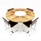 Circular Dining Table and Leather Chairs attributed to Richard Young for Merrow Associates, 1960s, Set of 5 2