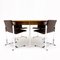 Circular Dining Table and Leather Chairs attributed to Richard Young for Merrow Associates, 1960s, Set of 5 3