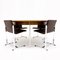 Mesa de comedor circular y sillas de cuero atribuidas a Richard Young para Merrow Associates, años 60. Juego de 5, Imagen 3