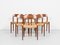Mid-Century Danish Model 75 Chairs in Teak and Paper Cord attributed to Møller, Set of 6 1