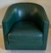 Art Deco Style Pivoting Club Armchair in Green Leather, 1980s 1