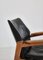 Danish Modern Lounge Chair in Patinated Oak & Black Leather attributed to Hans Olsen, 1950s 8