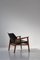 Danish Modern Lounge Chair in Patinated Oak & Black Leather attributed to Hans Olsen, 1950s, Image 3