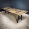 Industrial Dining Table in Cast Iron Base & Wooden Wagon Floor Leaf 1