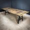 Industrial Dining Table in Cast Iron Base & Wooden Wagon Floor Leaf, Image 1