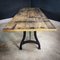 Industrial Dining Table in Cast Iron Base & Wooden Wagon Floor Leaf 3