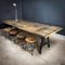 Industrial Dining Table in Cast Iron Base & Wooden Wagon Floor Leaf 2