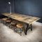 Industrial Dining Table in Cast Iron Base & Wooden Wagon Floor Leaf, Image 2