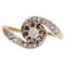 18 Karat Yellow Gold Diamond Platinum Swirl Ring, 1920s 1