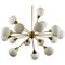 Large Sputnik Chandelier in Brass and Opaline Murano Glass, Italy, 1970s, Image 1
