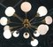 Lámpara de araña Sputnik grande de latón y cristal de Murano opalino, Italia, años 70, Imagen 6