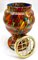 Kralik Pique Fleurs Vase, Mehrfarbiges Dekor mit Gitter, Ende 1930er 9