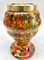 Kralik Pique Fleurs Vase, Mehrfarbiges Dekor mit Gitter, Ende 1930er 4