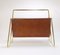 Large Magazine Rack in Brass & Brown Leather attributed to Carl Auböck, Austria, 1950s 5