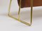 Large Magazine Rack in Brass & Brown Leather attributed to Carl Auböck, Austria, 1950s 7