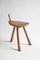 Tabouret Tripode Brutaliste en Bois Sculpté, 1950s 9