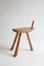 Tabouret Tripode Brutaliste en Bois Sculpté, 1950s 4