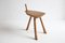 Brutalist Carved Wooden Tripod Stool, 1950s 1