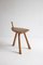 Brutalist Carved Wooden Tripod Stool, 1950s 10